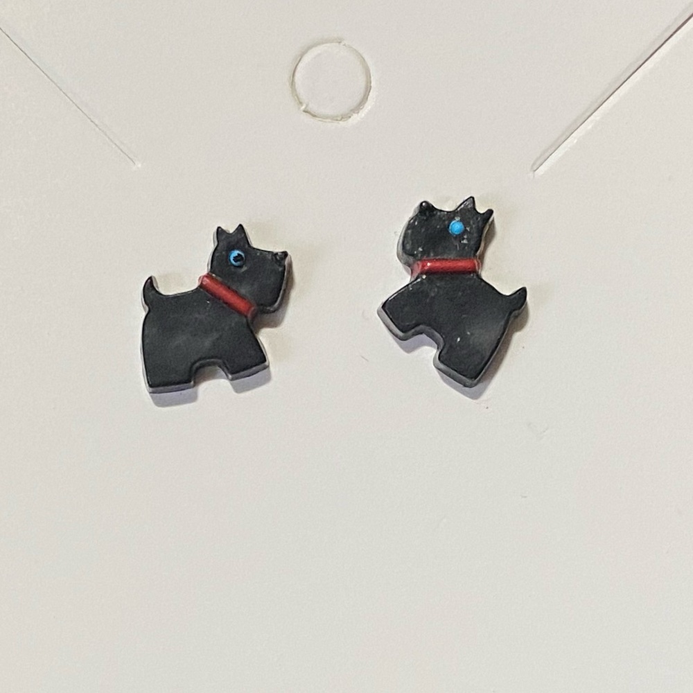 Vintage Scottie Dog Christmas Stud Earrings